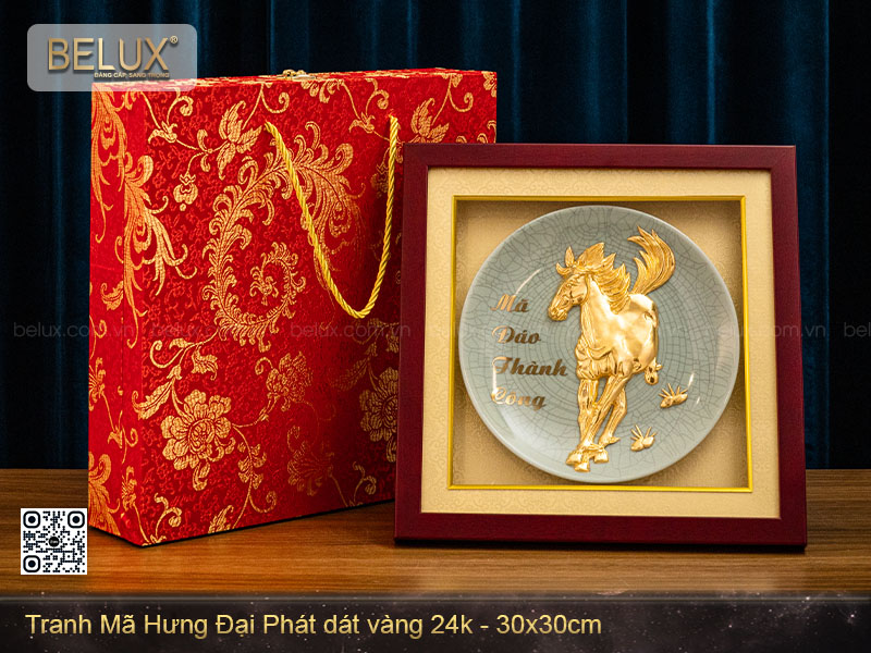 Tranh ngựa hưng đại phát dát vàng 24k&nbsp;